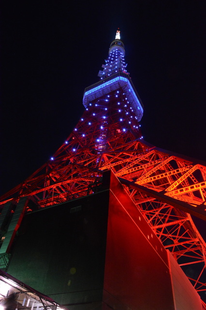 Tokyo Tower illuminated with Diamond Veil(Aqua blue)